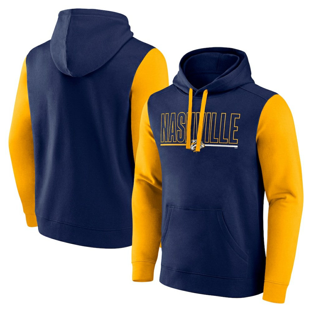 Nashville Predators Logo Athletic Deliver Fleece Pullover Hoodie Navy