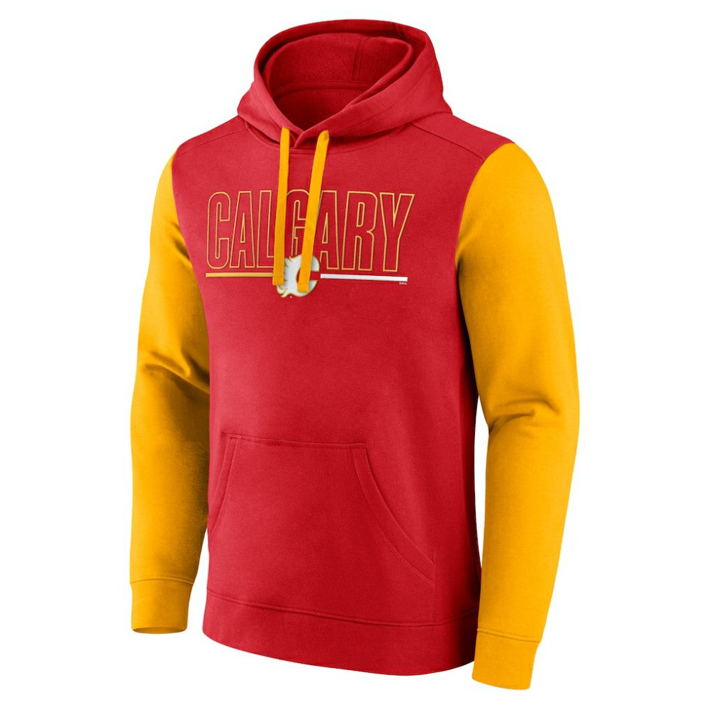 Calgary Flames Logo Athletic Deliver Fleece Pullover Hoodie Red