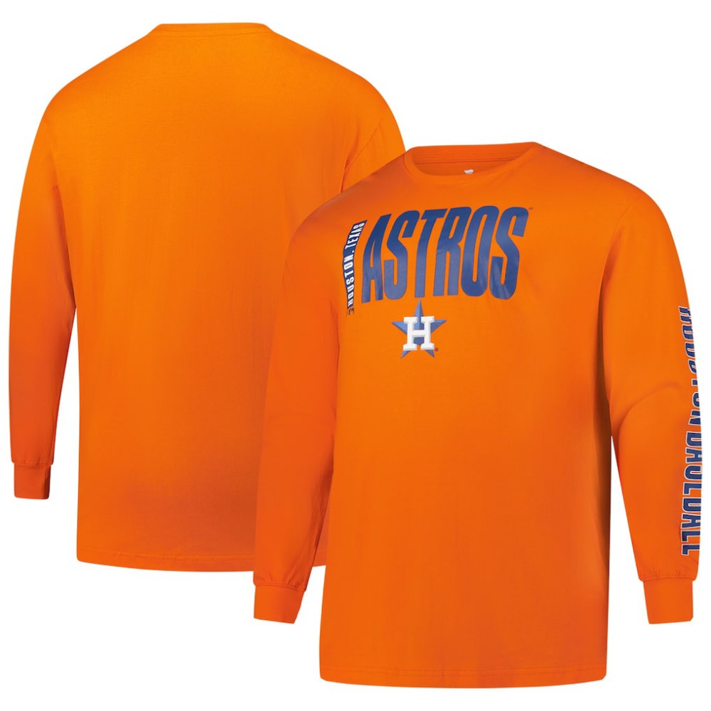 Houston Astros Profile Big & Tall Two-Hit Long Sleeve T-Shirt - Orange