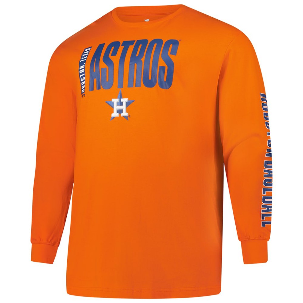 Houston Astros Profile Big & Tall Two-Hit Long Sleeve T-Shirt - Orange