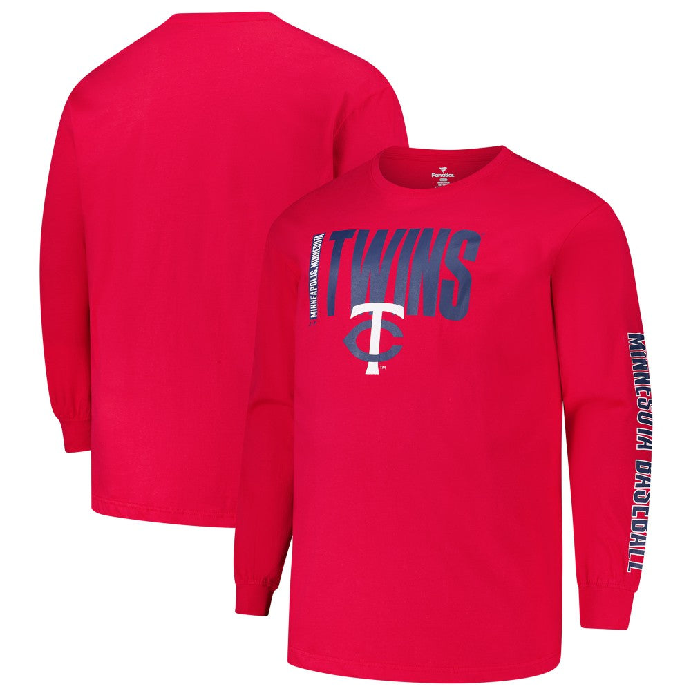Minnesota Twins Profile Big & Tall Two-Hit Long Sleeve T-Shirt - Red