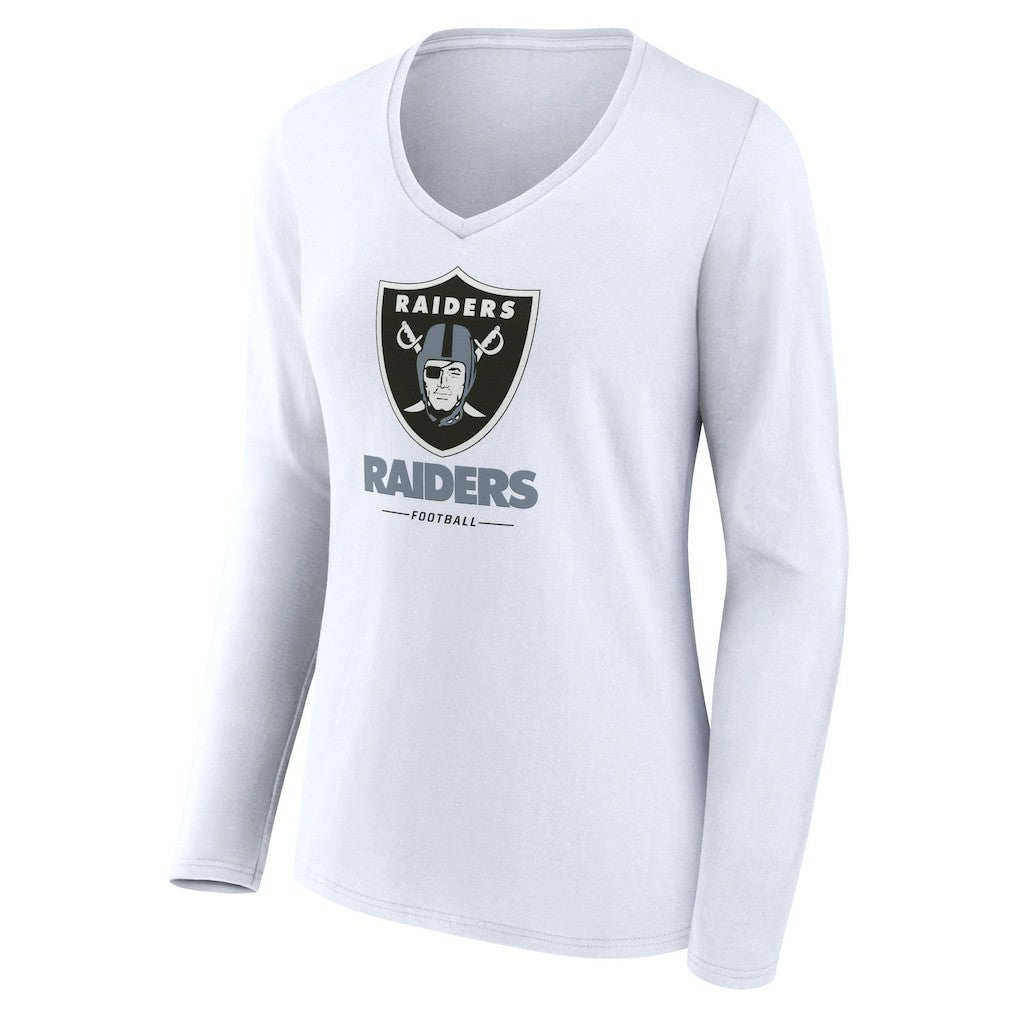 Las Vegas Raiders Women's Team Lockup Long Sleeve V-Neck T-Shirt - White outlet