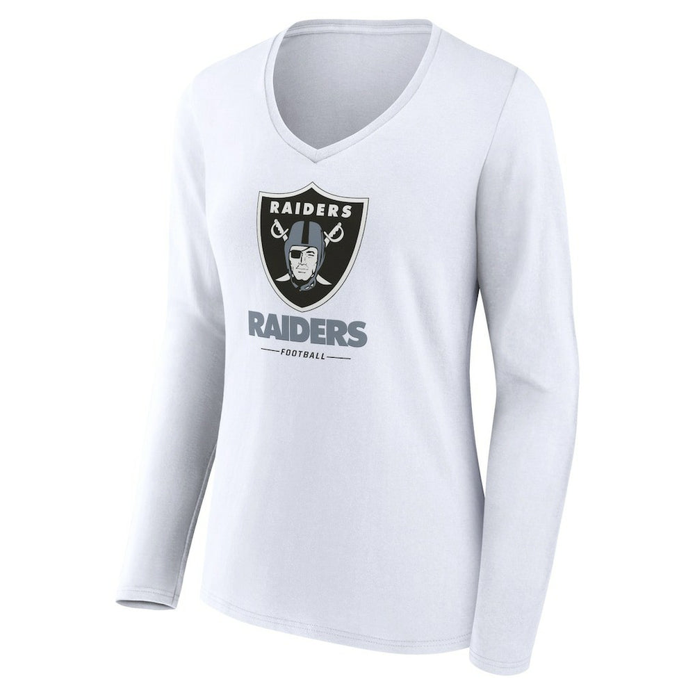 Las Vegas Raiders Women's Team Lockup Long Sleeve V-Neck T-Shirt - White outlet