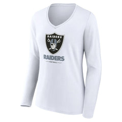 Las Vegas Raiders Women's Team Lockup Long Sleeve V-Neck T-Shirt - White outlet