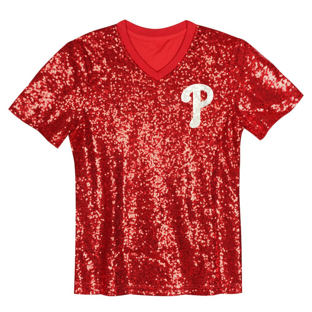 Bryce Harper Philadelphia Phillies Juniors Name & Number Sequin V-Neck Top - Red