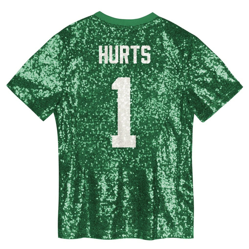 Jalen Hurts Philadelphia Eagles Girls Youth Sequin V-Neck Fashion Jersey - Kelly Green discount