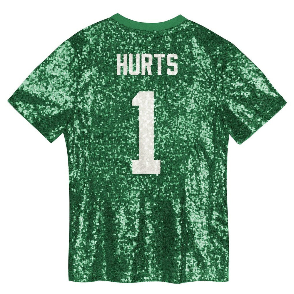 Jalen Hurts Philadelphia Eagles Girls Youth Sequin V-Neck Fashion Jersey - Kelly Green discount