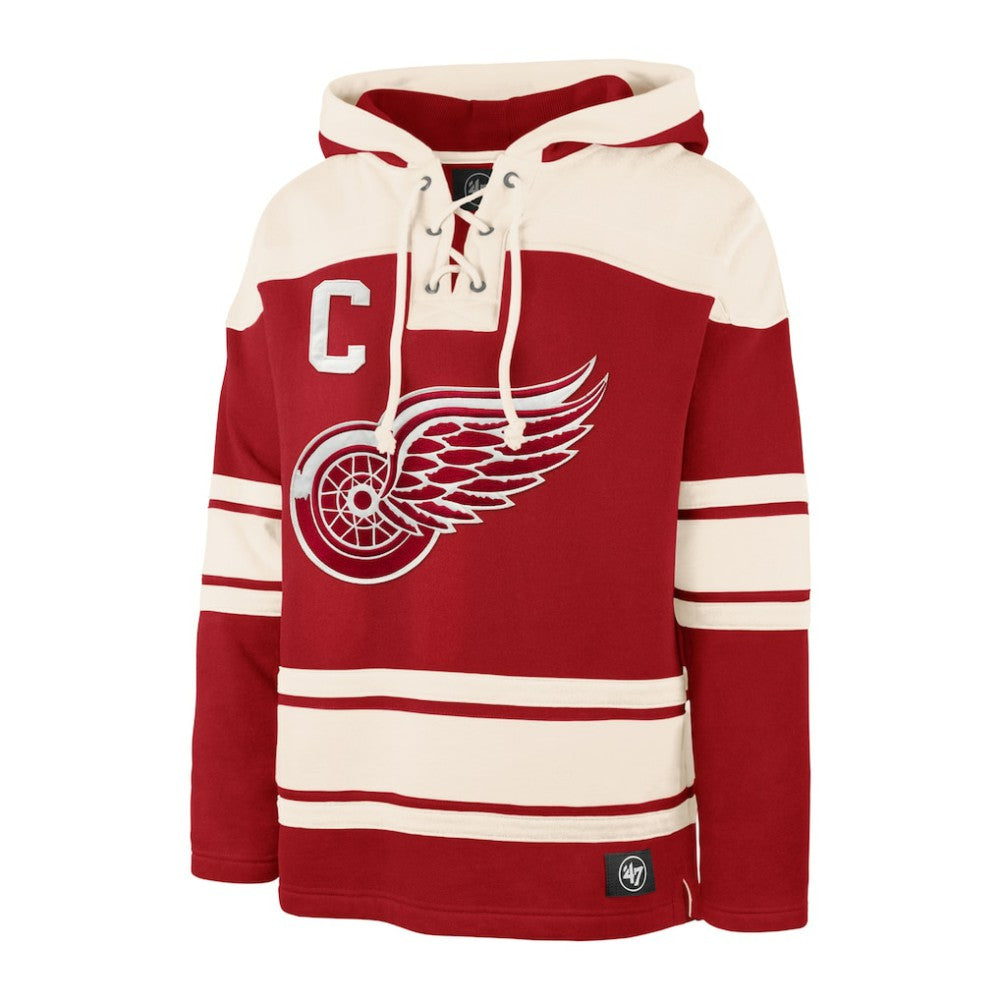 Dylan Larkin Detroit Red Wings '47 Captain Patch Player Name & Number Lacer Pullover Hoodie Red