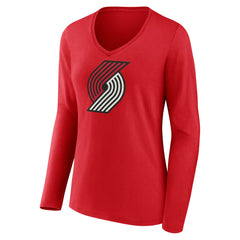 Portland Trail Blazers Women's Primary Logo Long Sleeve V-Neck T-Shirt - Red online