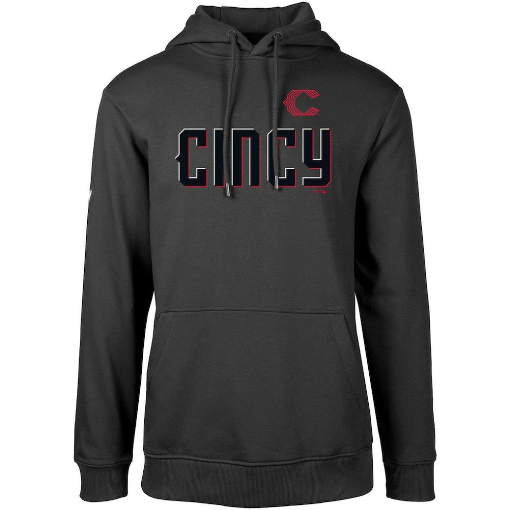 Cincinnati Reds Levelwear City Connect Podium Core Logo Pullover Hoodie - Black
