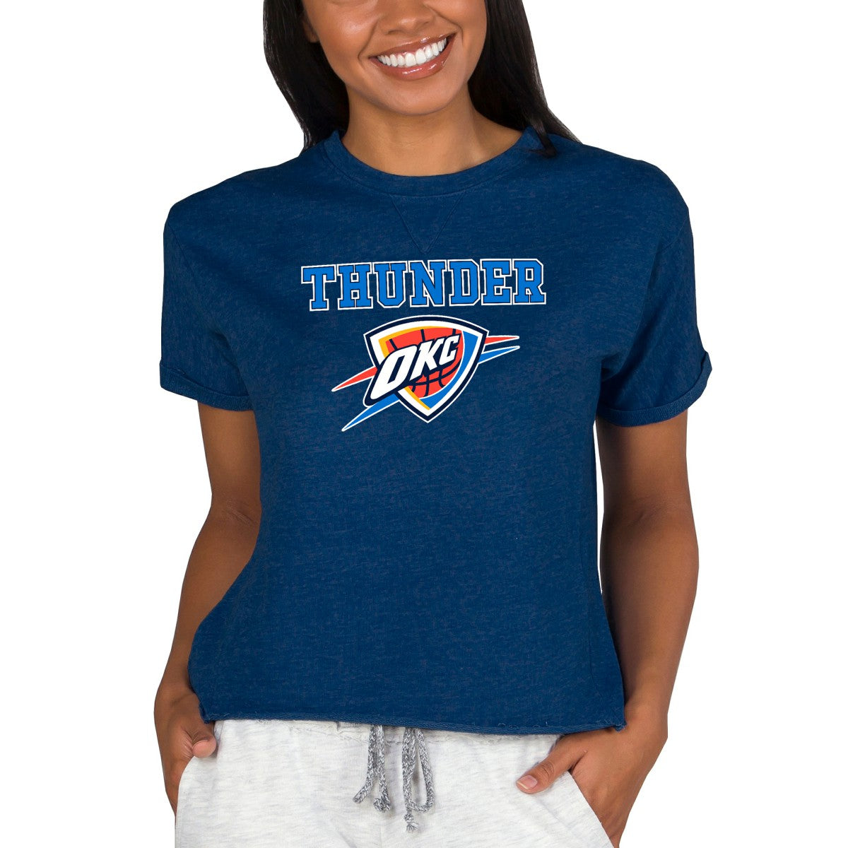 Oklahoma City Thunder Concepts Sport NBA Women's Concepts Mainstream Terry SS Top - Navy shop