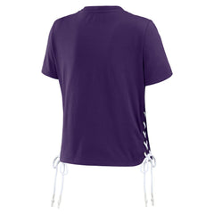 Baltimore Ravens WEAR by Erin Andrews Women's Lace Up Side Modest Cropped T-Shirt - Purple for sale