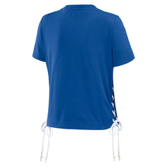 Buffalo Bills WEAR by Erin Andrews Women's Lace Up Side Modest Cropped T-Shirt - Royal sale
