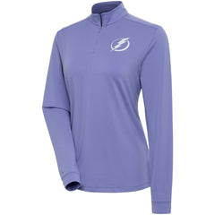 Tampa Bay Lightning Antigua Women's White Logo Finish Quarter-Zip Top Heather Purple