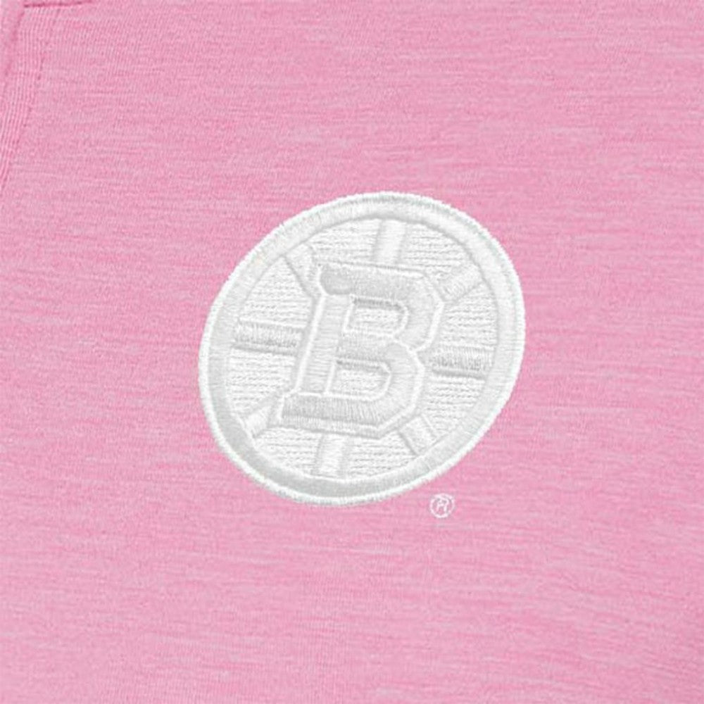 Boston Bruins Antigua Women's White Logo Mentor Quarter-Zip Jacket Pink