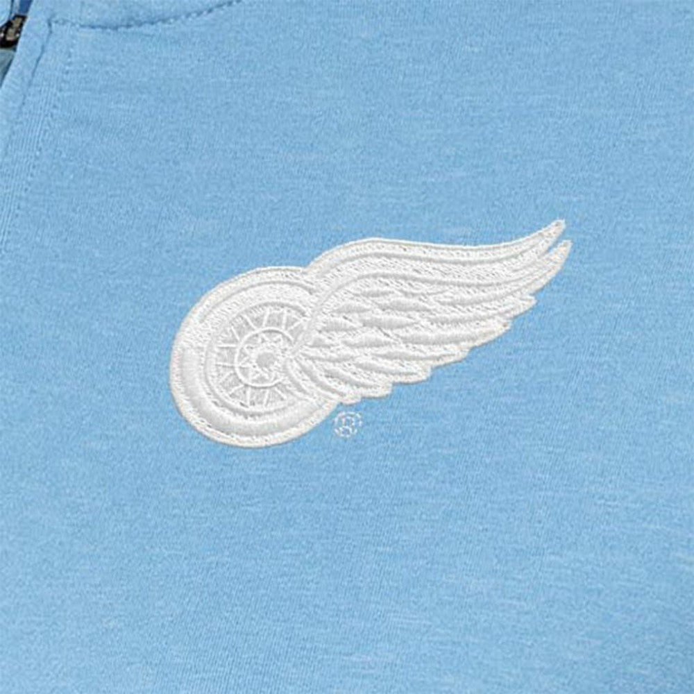 Detroit Red Wings Antigua Women's White Logo Mentor Quarter-Zip Jacket Light Blue