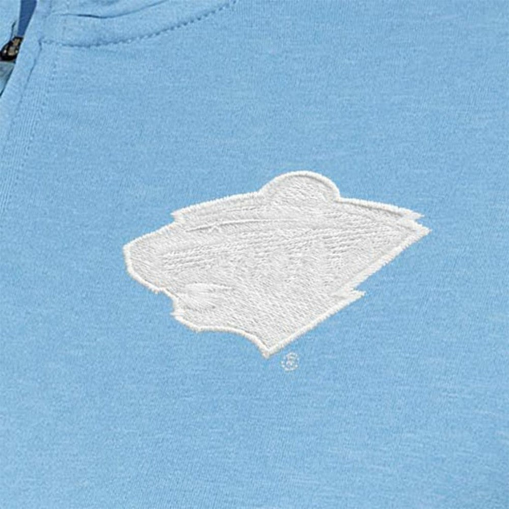 Minnesota Wild Antigua Women's White Logo Mentor Quarter-Zip Jacket Light Blue