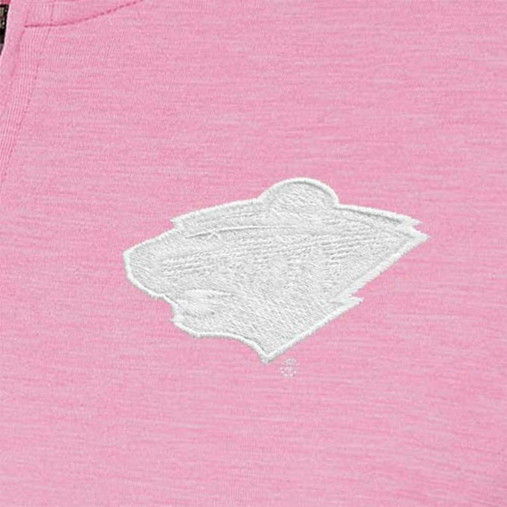 Minnesota Wild Antigua Women's White Logo Mentor Quarter-Zip Jacket Pink