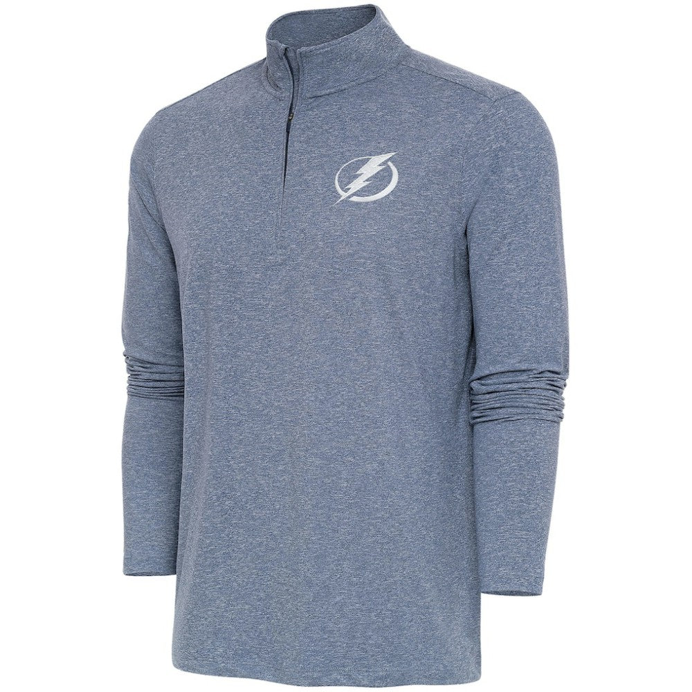 Tampa Bay Lightning Antigua White Logo Hunk Quarter-Zip Pullover Heather Navy