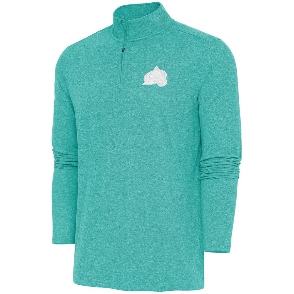 Colorado Avalanche Antigua White Logo Hunk Quarter-Zip Pullover Heather Aqua