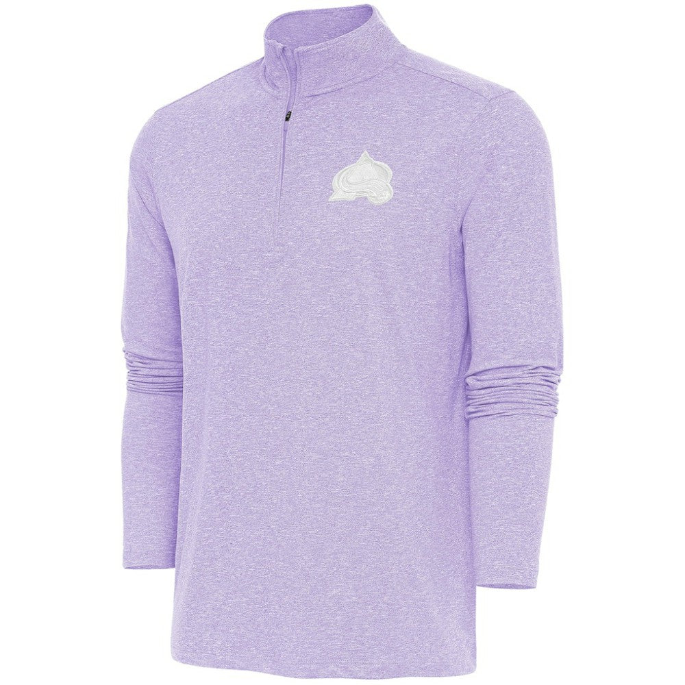 Colorado Avalanche Antigua White Logo Hunk Quarter-Zip Pullover Lavender