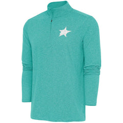 Dallas Stars Antigua White Logo Hunk Quarter-Zip Pullover Heather Aqua