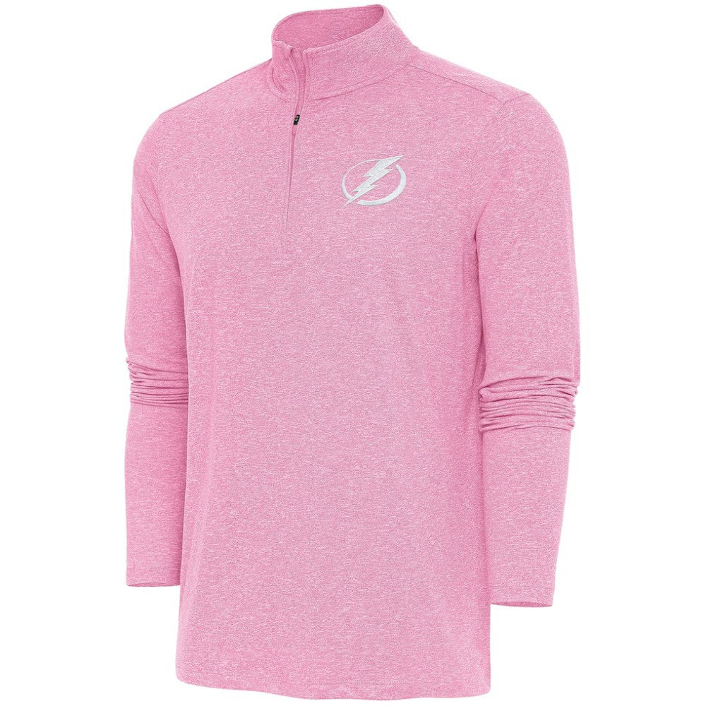 Tampa Bay Lightning Antigua White Logo Hunk Quarter-Zip Pullover Pink