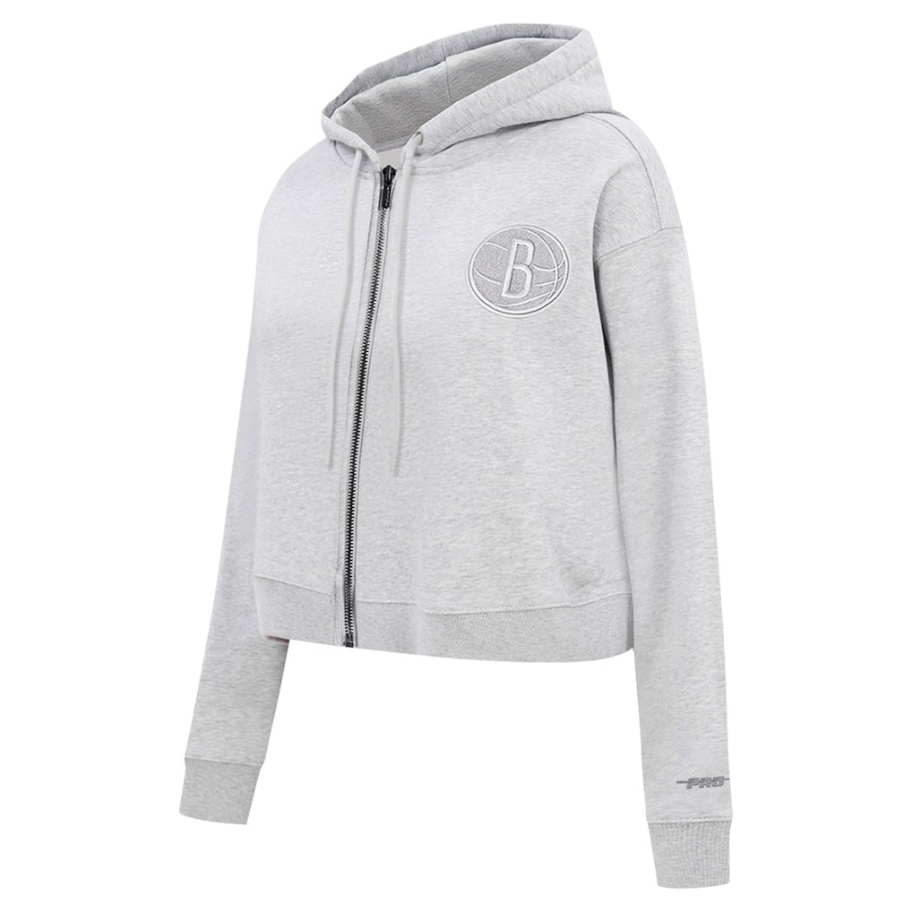 Brooklyn Nets Pro Standard Women's Triple Tonal Full-Zip Hoodie - Heather Gray for sale