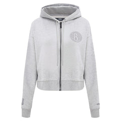 Brooklyn Nets Pro Standard Women's Triple Tonal Full-Zip Hoodie - Heather Gray for sale