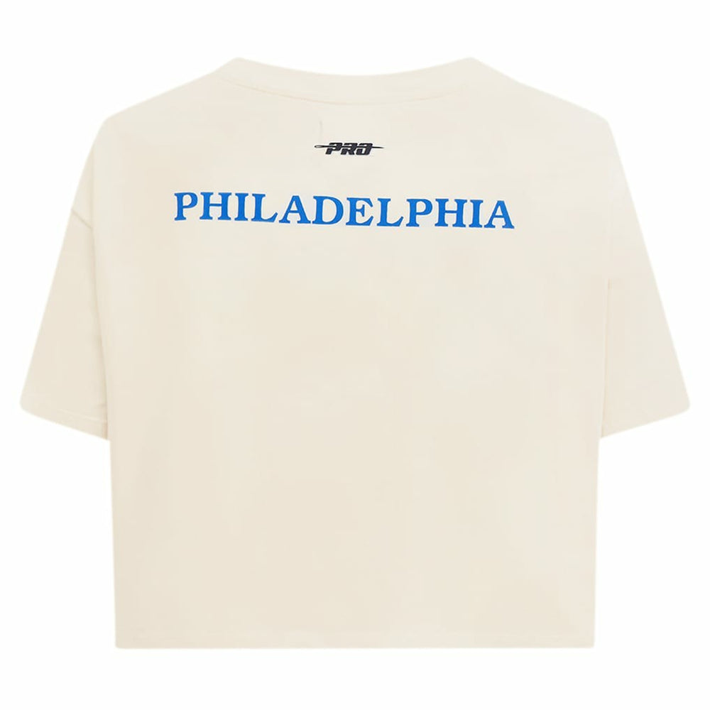 Philadelphia 76ers Pro Standard Women's Retro Striper SJ Cropped Boxy T-Shirt - Cream shop