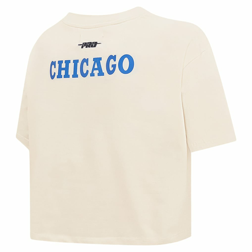 Chicago Bulls Pro Standard Women's Retro Striper SJ Cropped Boxy T-Shirt sale - Cream sale