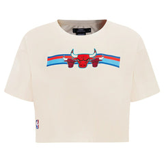 Chicago Bulls Pro Standard Women's Retro Striper SJ Cropped Boxy T-Shirt sale - Cream sale
