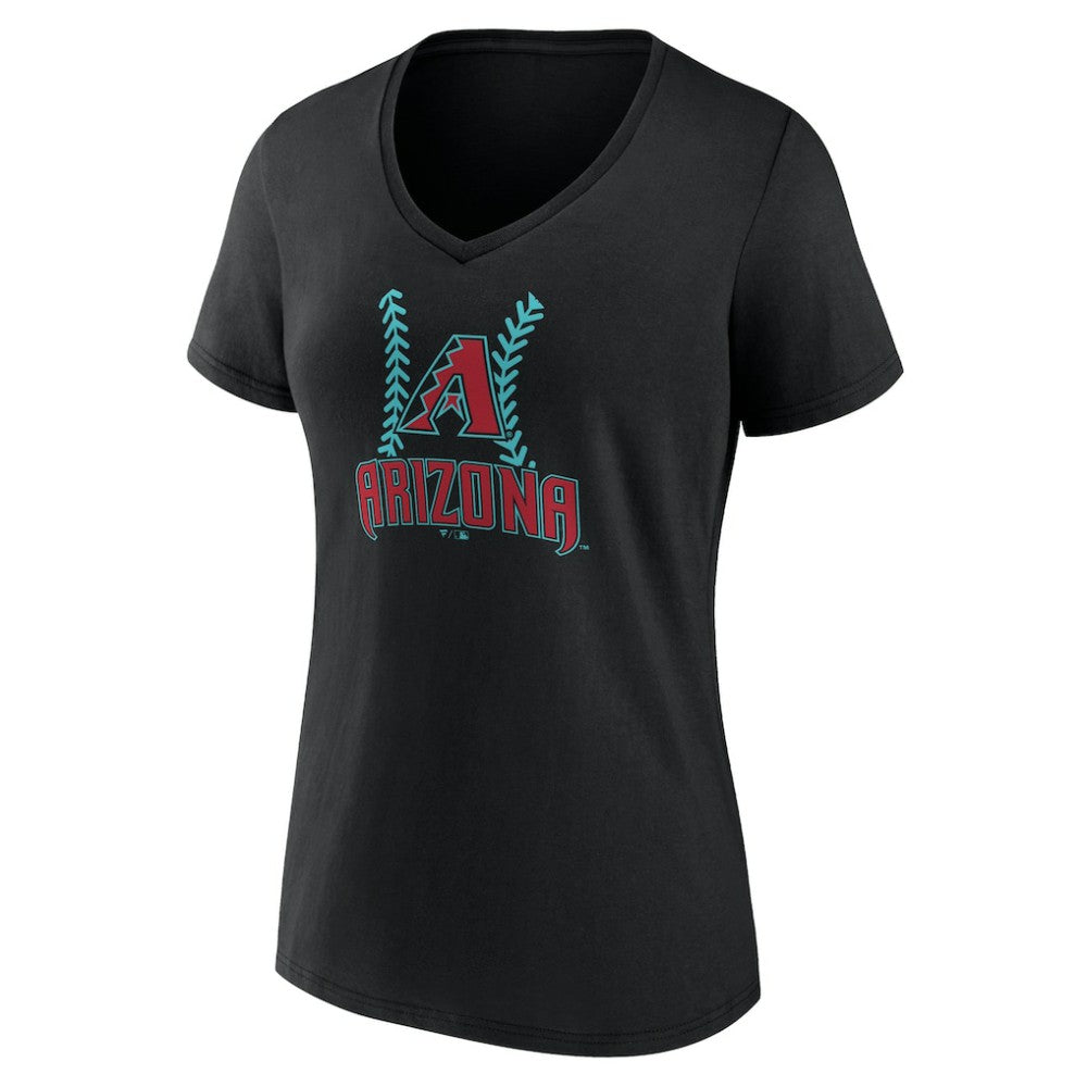 Arizona Diamondbacks Women's Personalized Name & Number Fastball V-Neck T-Shirt - Black