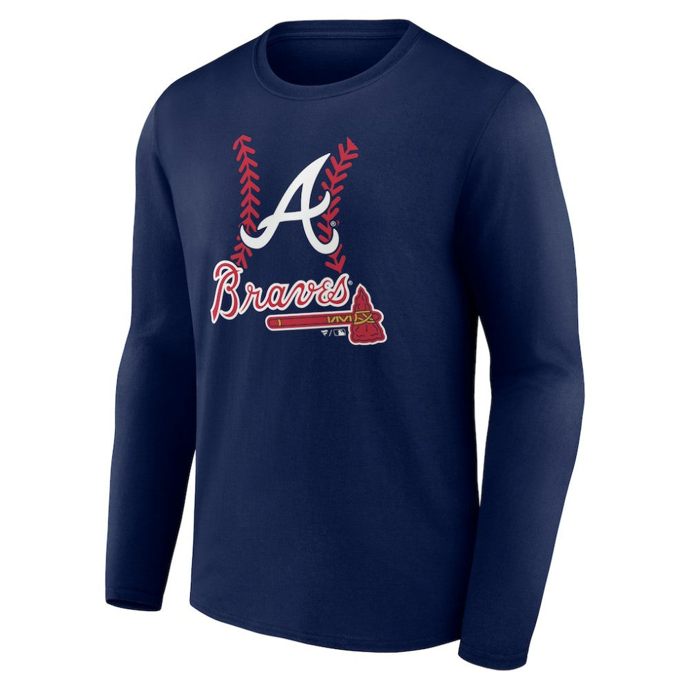 Atlanta Braves Personalized Name & Number Fastball Long Sleeve T-Shirt - Navy