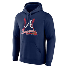 Atlanta Braves Personalized Name & Number Fastball Pullover Hoodie - Navy