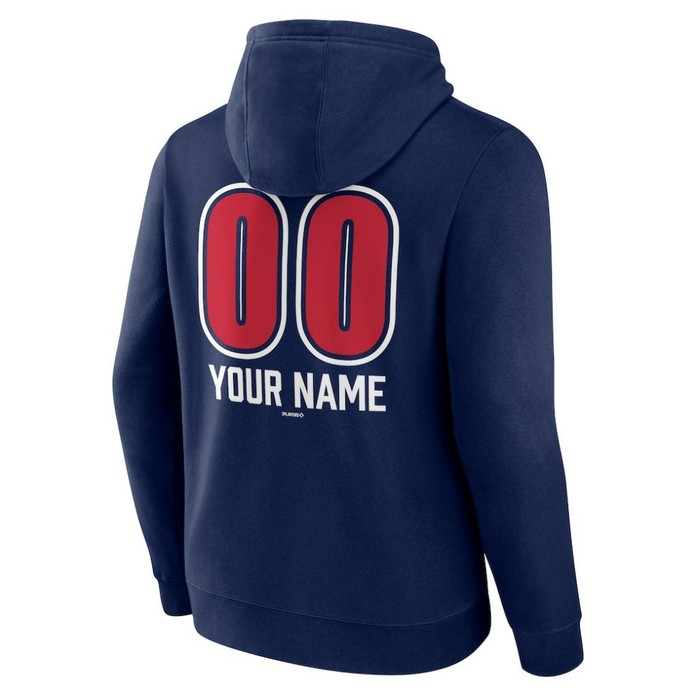 Atlanta Braves Personalized Name & Number Fastball Pullover Hoodie - Navy