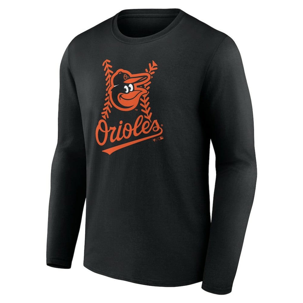 Baltimore Orioles Personalized Name & Number Fastball Long Sleeve T-Shirt - Black