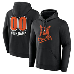 Baltimore Orioles Personalized Name & Number Fastball Pullover Hoodie - Black