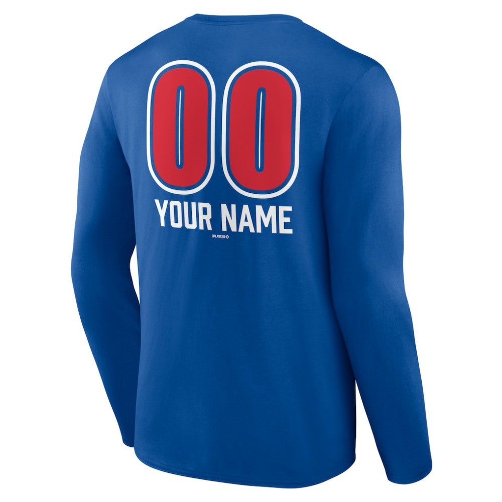 Chicago Cubs Personalized Name & Number Fastball Long Sleeve T-Shirt - Royal