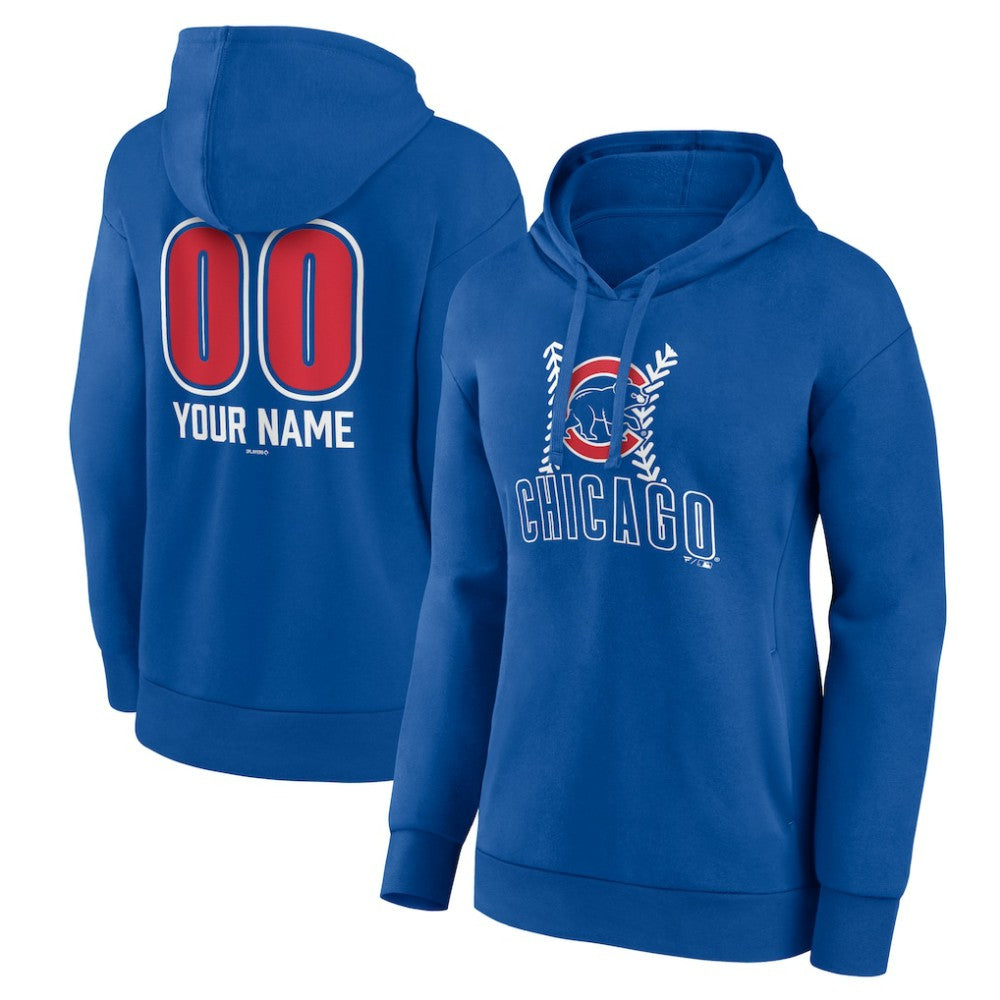 Chicago Cubs Women's Personalized Name & Number Fastball Pullover Hoodie - Royal