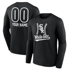 Chicago White Sox Personalized Name & Number Fastball Long Sleeve T-Shirt - Black