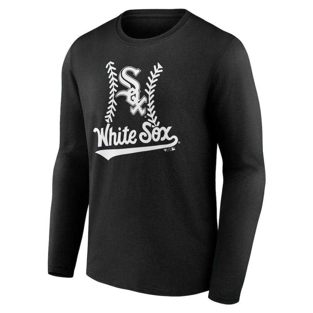 Chicago White Sox Personalized Name & Number Fastball Long Sleeve T-Shirt - Black