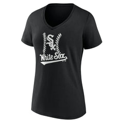 Chicago White Sox Women's Personalized Name & Number Fastball V-Neck T-Shirt - Black