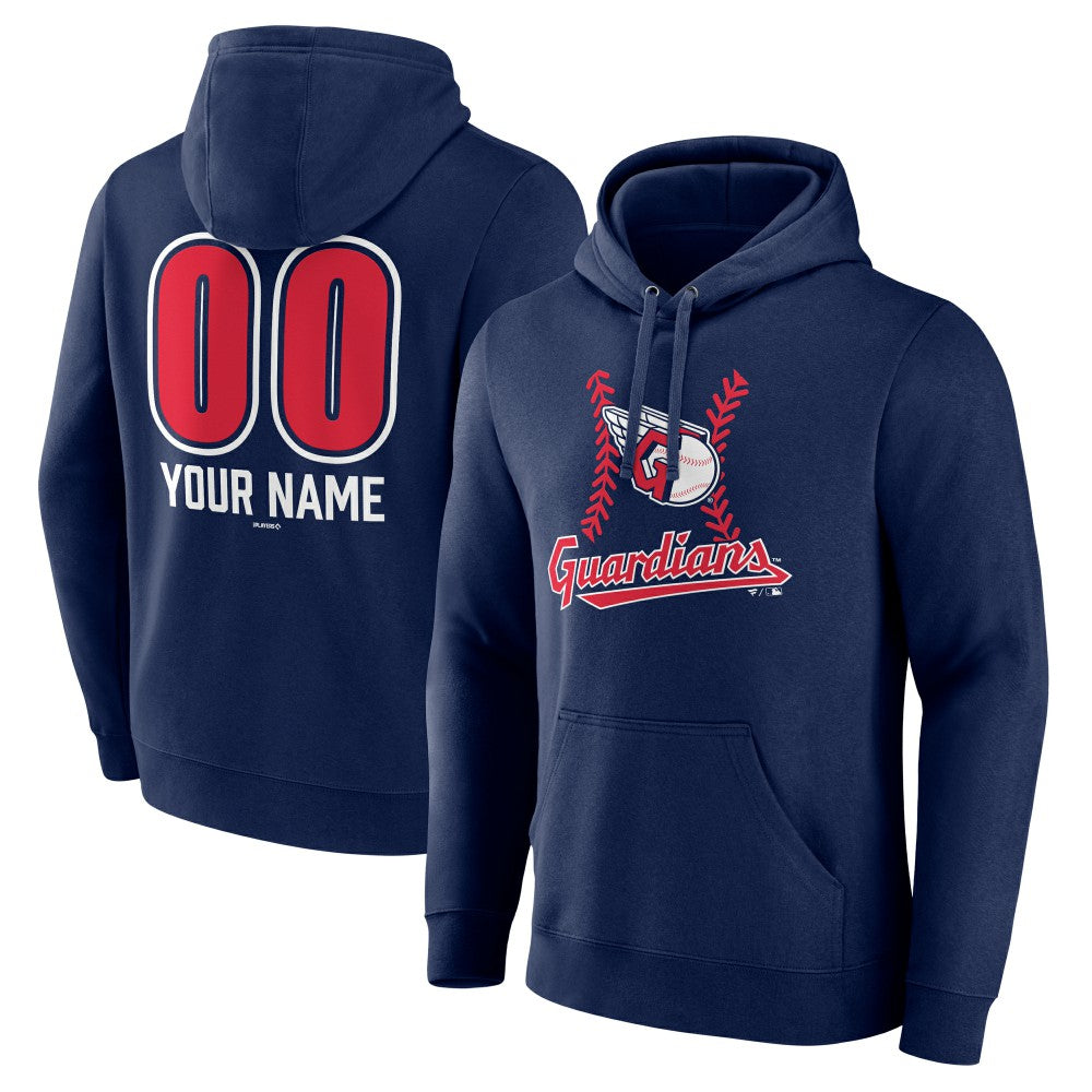 Cleveland Guardians Personalized Name & Number Fastball Pullover Hoodie - Navy
