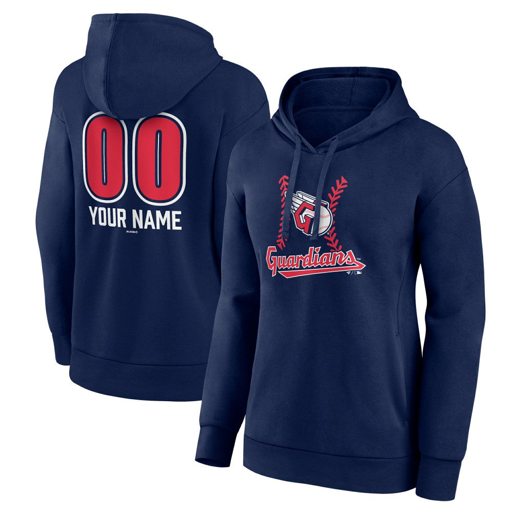 Cleveland Guardians Women's Personalized Name & Number Fastball Pullover Hoodie - Navy