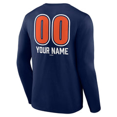 Detroit Tigers Personalized Name & Number Fastball Long Sleeve T-Shirt - Navy