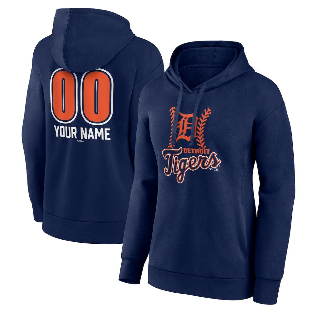 Detroit Tigers Women's Personalized Name & Number Fastball Pullover Hoodie - Navy