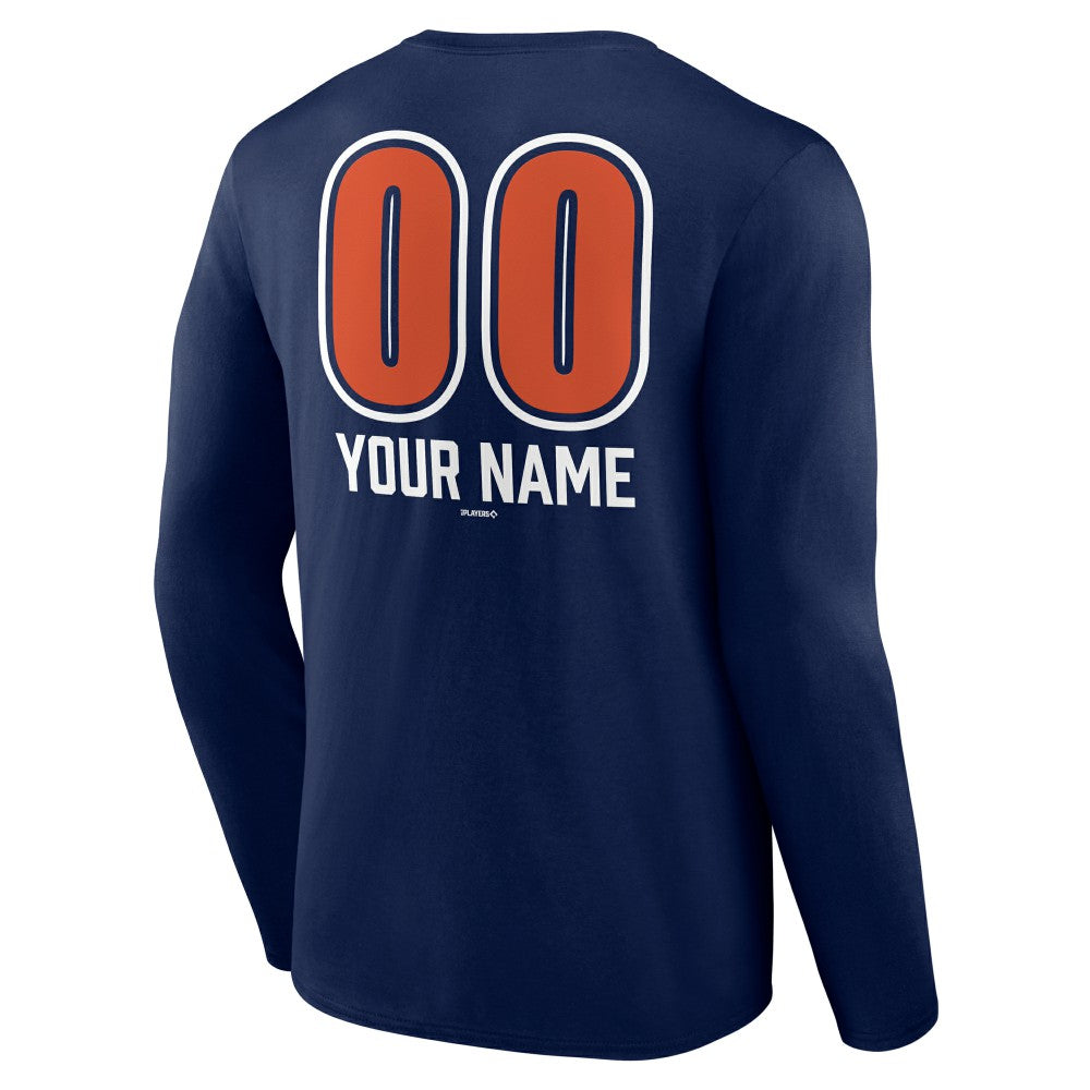 Houston Astros Personalized Name & Number Fastball Long Sleeve T-Shirt - Navy