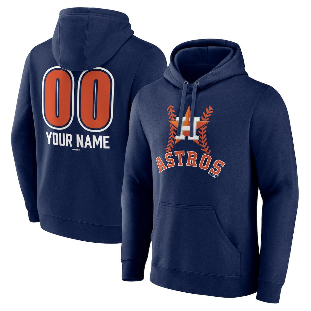 Houston Astros Personalized Name & Number Fastball Pullover Hoodie - Navy