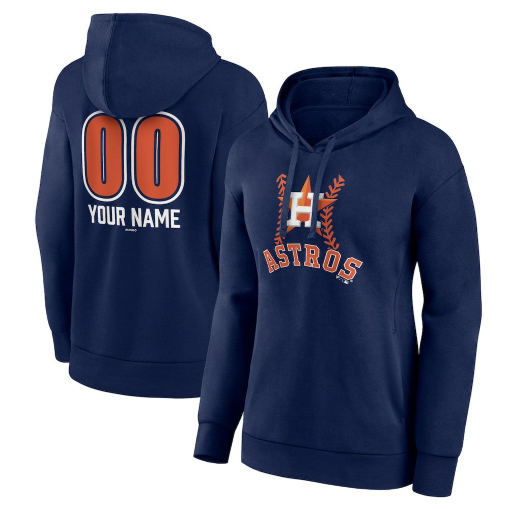 Houston Astros Women's Personalized Name & Number Fastball Pullover Hoodie - Navy